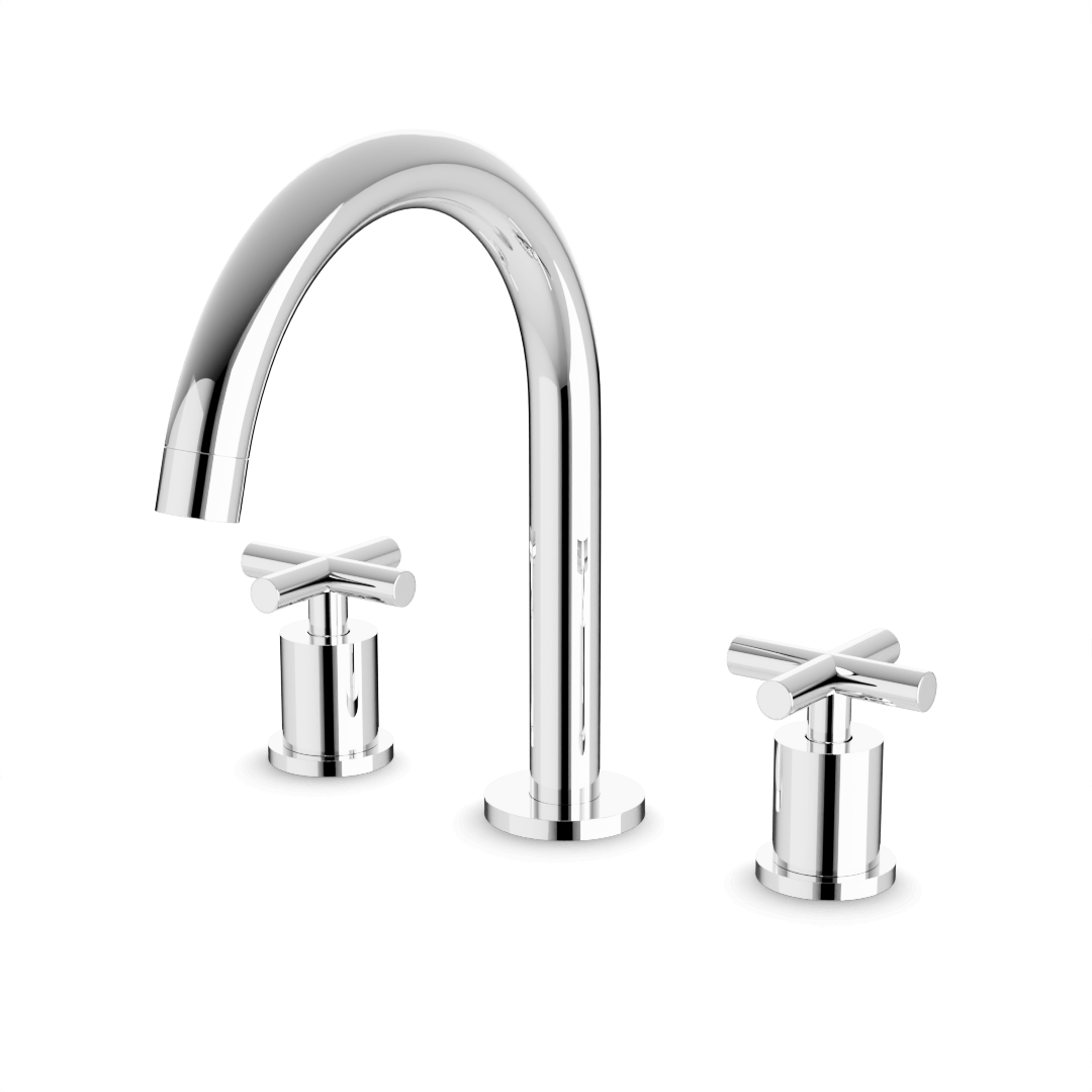 Artos FS429 Opera 3-Hole Deck Mount Tub Filler With Arc Spout & Cross Handles