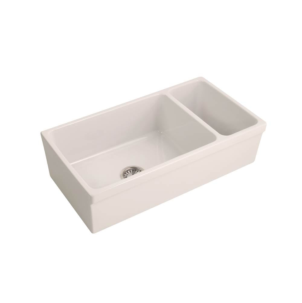 Barclay FSDB1514 Lowell 36 Double Bowl Small Bowl Right Fireclay Farmer Sink - Parent