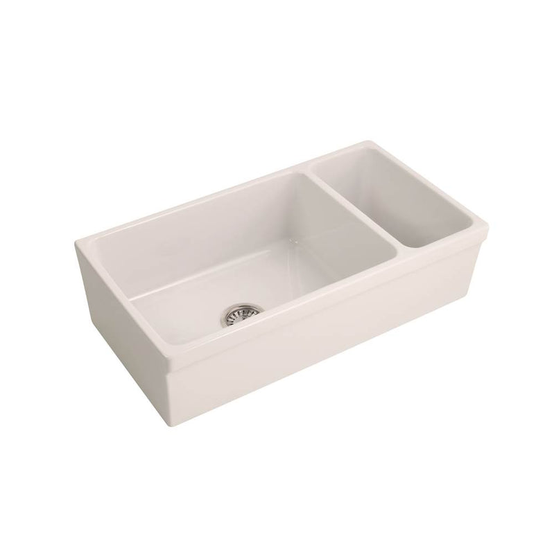 Barclay FSDB1514 Lowell 36 Double Bowl Small Bowl Right Fireclay Farmer Sink - Parent