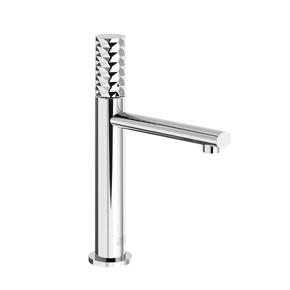 Franz Viegener FV181.01/59D Nerea Diamond Vessel Height, Single Handle Luxury Lavatory Set, Diamond Cylinder Handle With Push-down Pop-up Drain Assembly