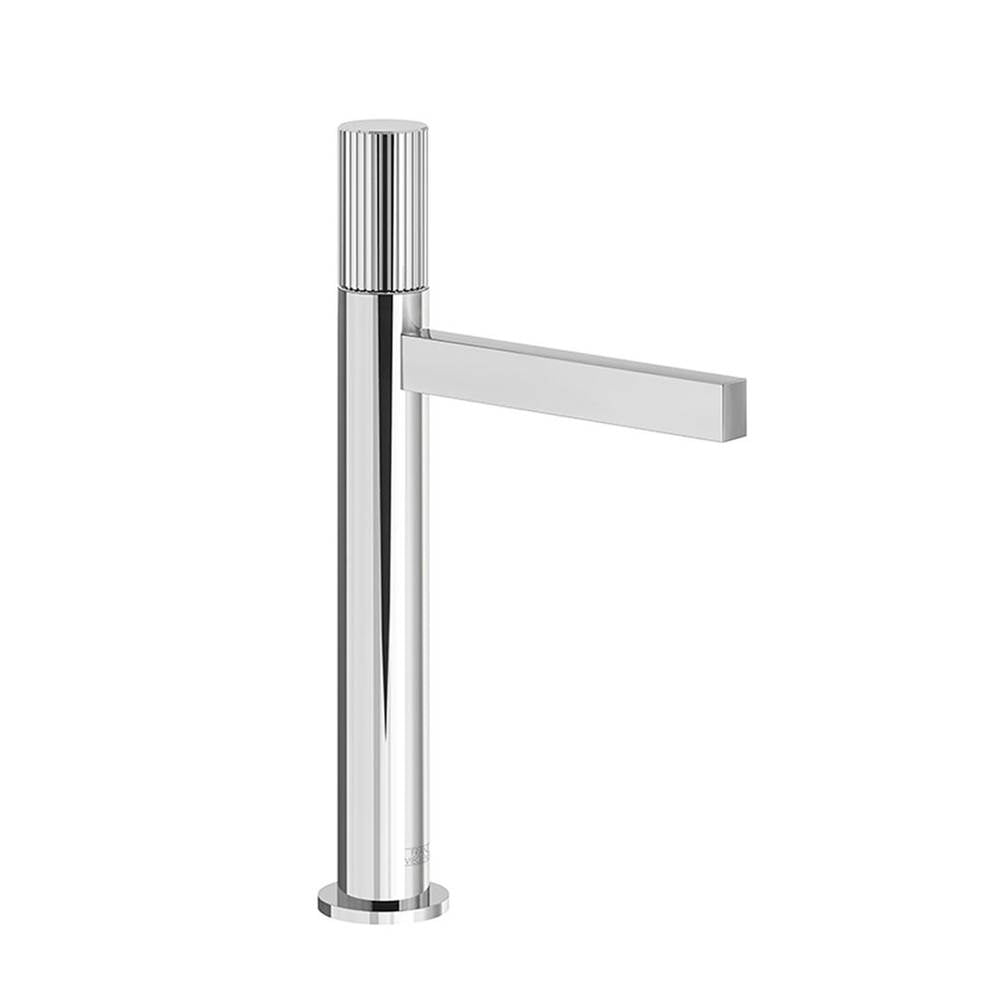 Franz Viegener FV181.01/J2V Lollipop Vertical Lines Vessel Height, Single Handle Lavatory Set, Vertical Lines Cylinder Handle, With Push-down Pop-up Drain Assembly