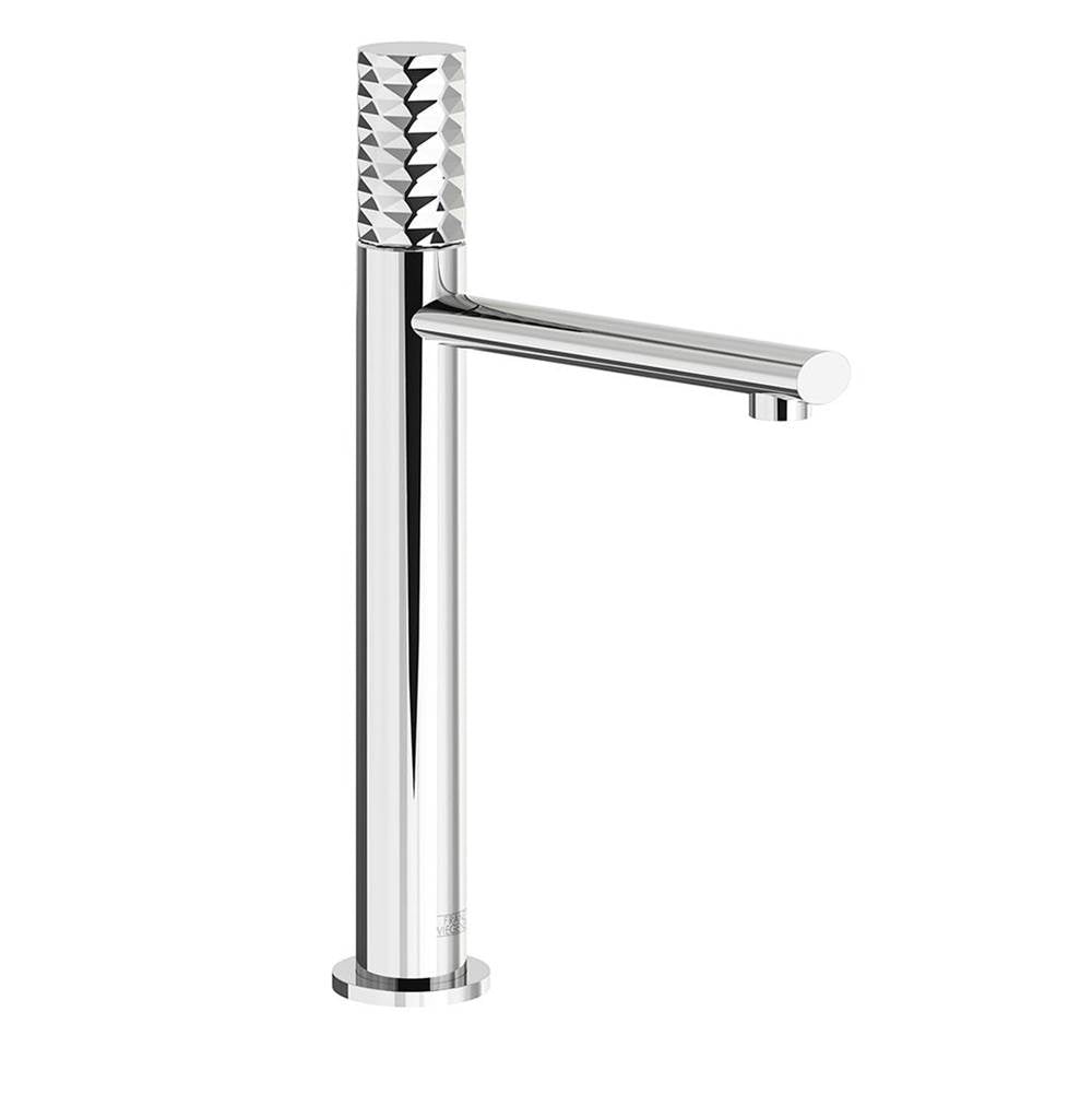 Franz Viegener FV181.02/59D Nerea Diamond Tall Vessel Height, Single Handle Luxury Lavatory Set, Diamond Cylinder Handle With Push-down Pop-up Drain Assembly
