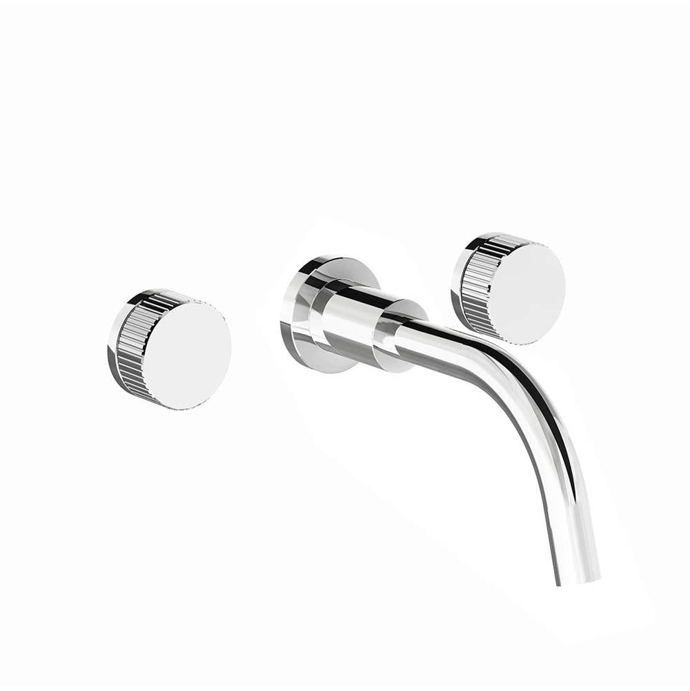 Franz Viegener FV203/59V.0 Nerea Vertical Lines Wall - Mounted Lavatory Faucet, Vertical Lines Cylinder Handle, Less Drain Assembly Trim Only