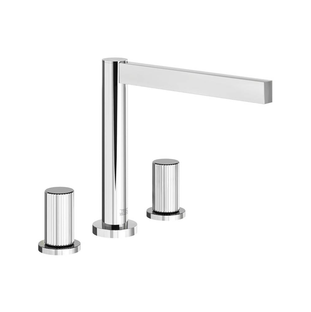 Franz Viegener FV210/J2V Lollipop Vertical Lines Deck Mounted Roman Bath Faucet 3/4" Valves, Vertical Lines Cylinder Handle