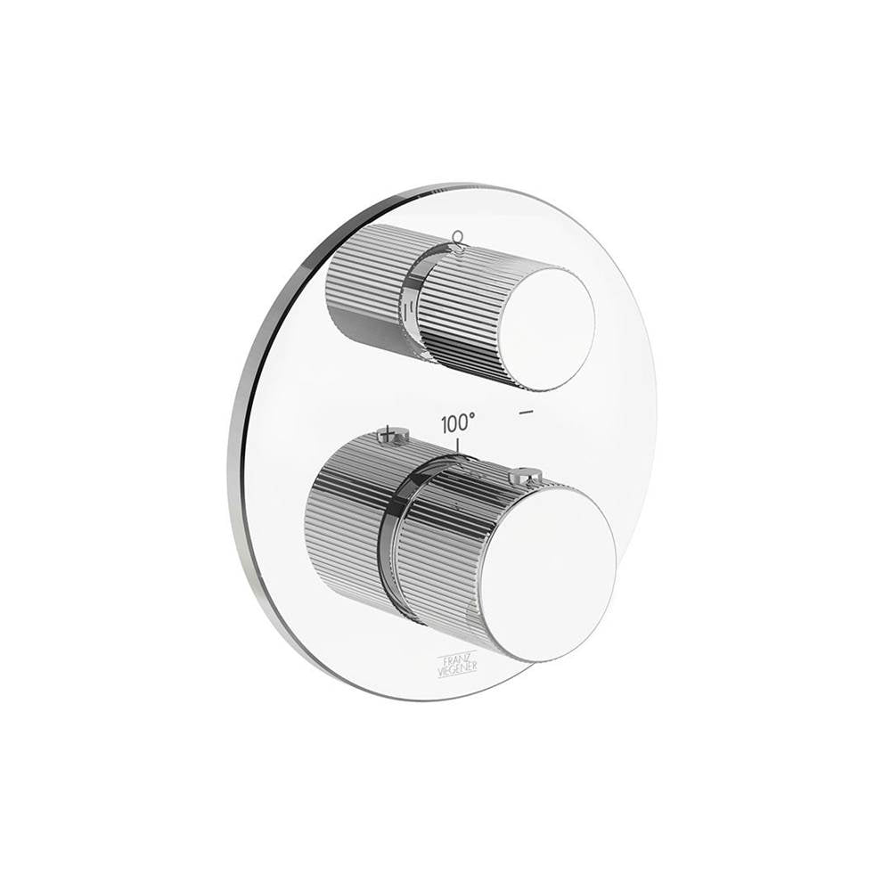 Franz Viegener FV227V.0 Thermostatic Wall Valve, Vertical Lines Cylinder Handle - Trim Only