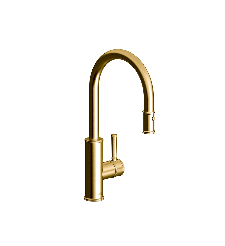 Franz Viegener FV412/K3 Classic Kitchen Single Handle Deck Mount Kitchen Mixer With Pullout Sprayer. Flexible Hose Included.