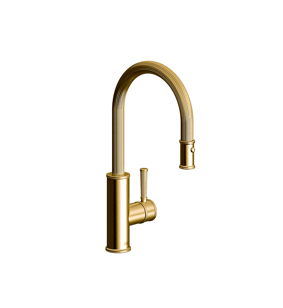 Franz Viegener FV412/K3H Classic H Kitchen Single Handle Deck Mount Kitchen Mixer With Pullout Sprayer. Flexible Hose Included.