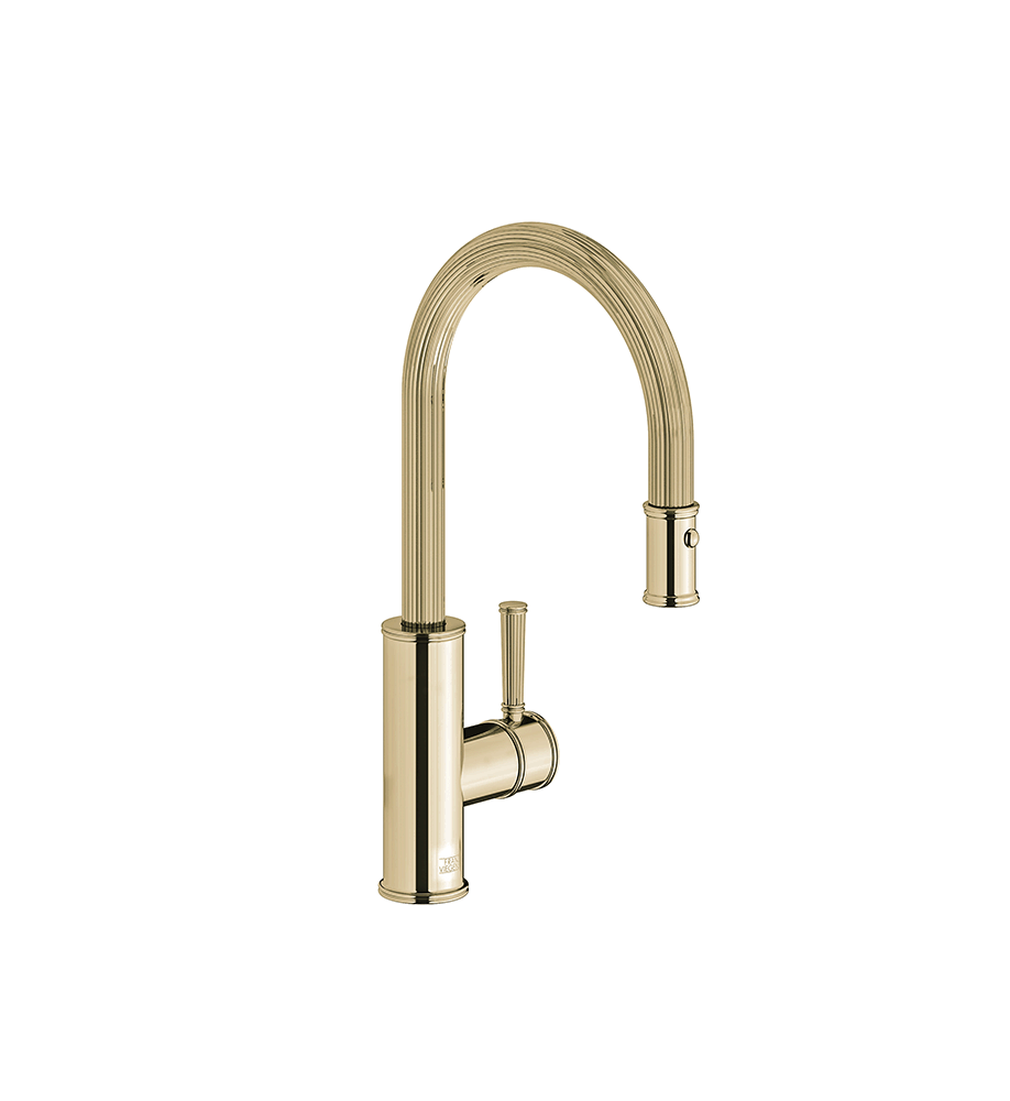 Franz Viegener FV412/K3H Classic H Kitchen Single Handle Deck Mount Kitchen Mixer With Pullout Sprayer. Flexible Hose Included.