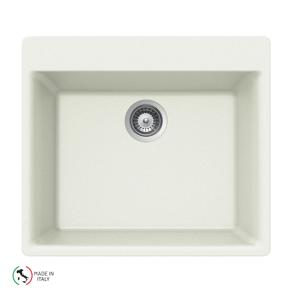 Houzer G-100 Cassiano Italian 24 inch Cloud Granite Composite Drop-in Topmount Single Bowl Kitchen Sink - Parent