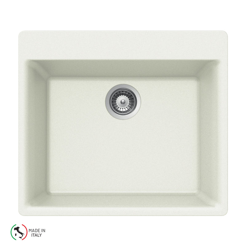 Houzer G-100 Cassiano Italian 24 inch Cloud Granite Composite Drop-in Topmount Single Bowl Kitchen Sink - Parent