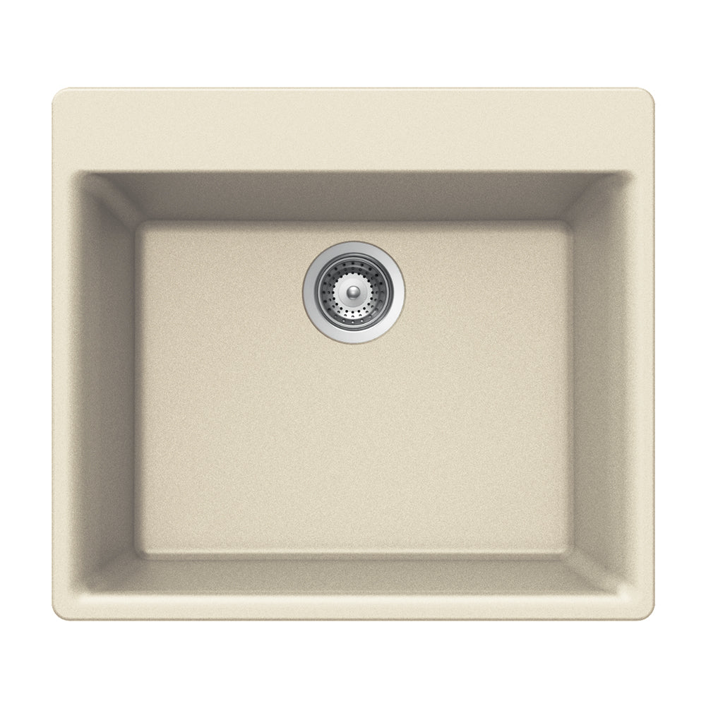 Houzer G-100 Cassiano Italian 24 inch Cloud Granite Composite Drop-in Topmount Single Bowl Kitchen Sink