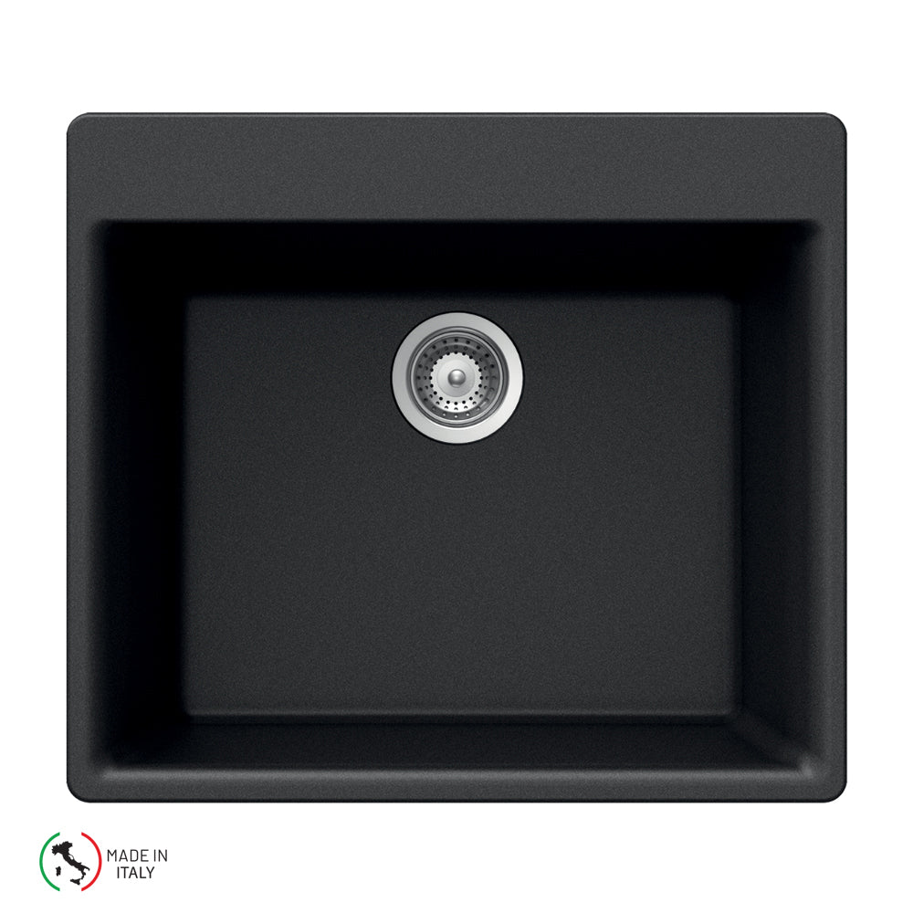 Houzer G-100 Cassiano Italian 24 inch Cloud Granite Composite Drop-in Topmount Single Bowl Kitchen Sink
