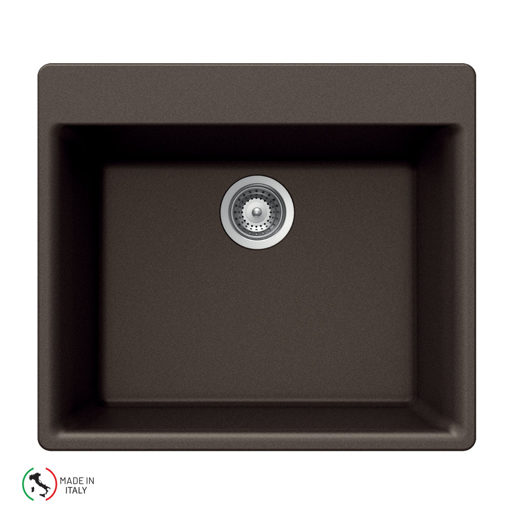 Houzer G-100 Cassiano Italian 24 inch Cloud Granite Composite Drop-in Topmount Single Bowl Kitchen Sink