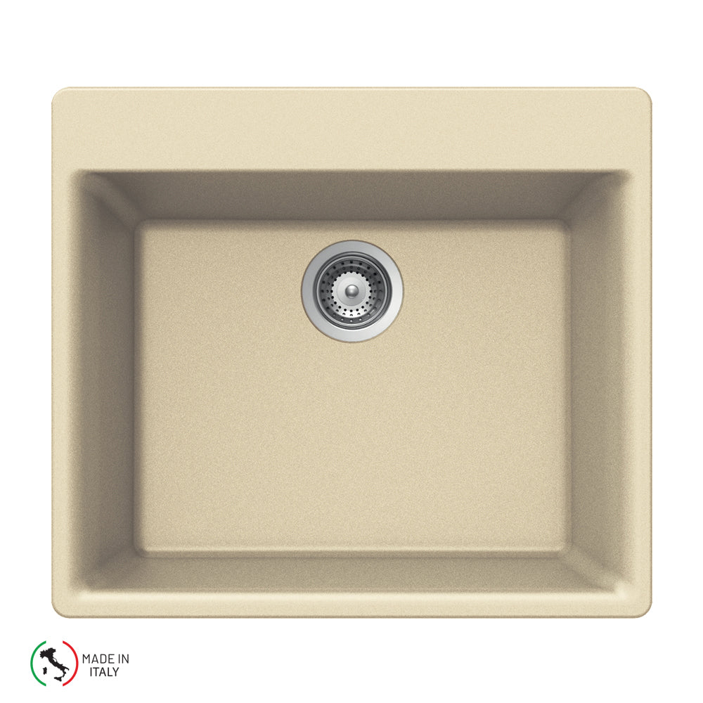 Houzer G-100 Cassiano Italian 24 inch Cloud Granite Composite Drop-in Topmount Single Bowl Kitchen Sink
