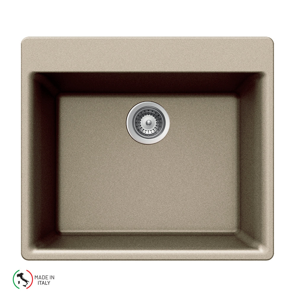 Houzer G-100 Cassiano Italian 24 inch Cloud Granite Composite Drop-in Topmount Single Bowl Kitchen Sink