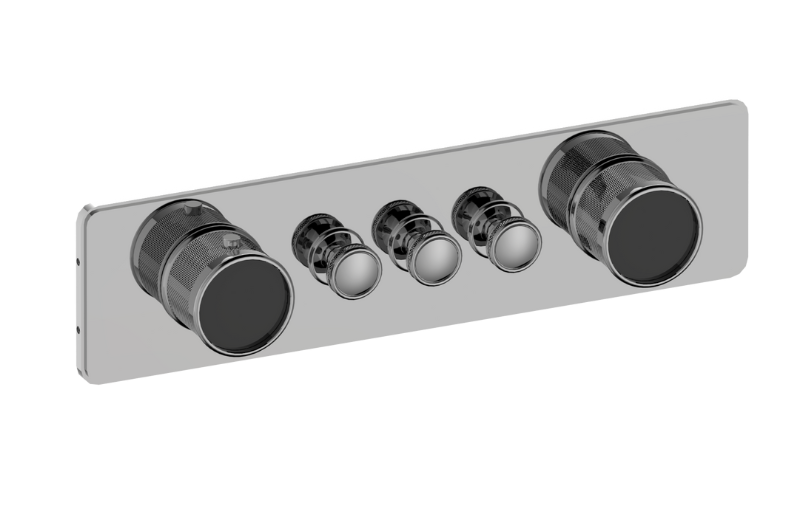 Graff G-18013HAD-T Riva Traditional 3-Button Split Knob Diamond Knurl Horizontal Trim - Parent