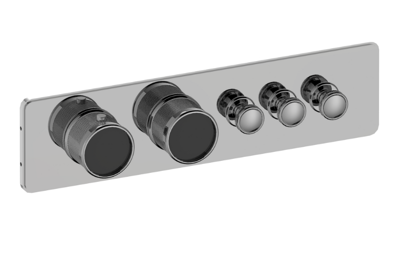Graff G-18013HBD-T Riva Traditional 3-Button Paired Knob Diamond Knurl Horizontal Trim - Parent
