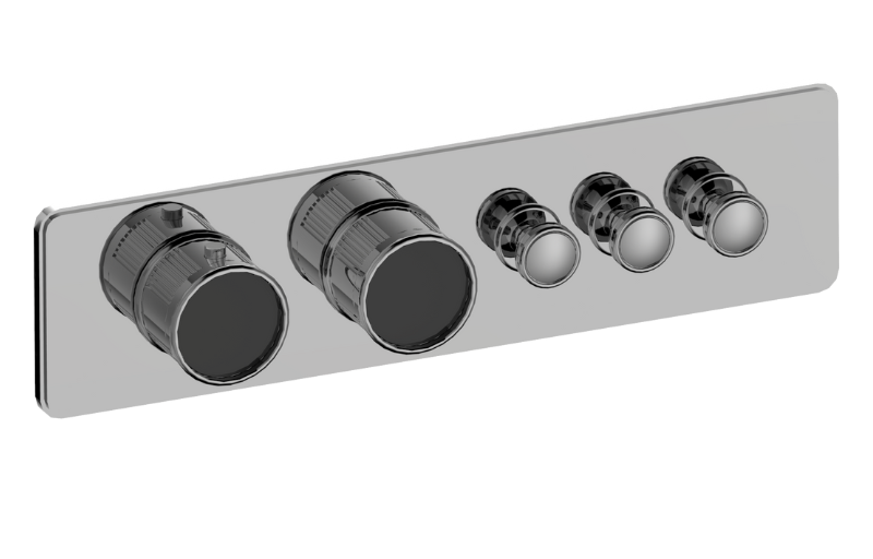 Graff G-18013HBF-T Riva Traditional 3-Button Paired Knob Fluted Knurl Horizontal Trim - Parent