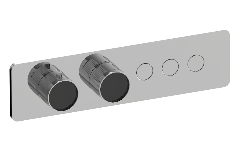 Graff G-18023HBF-T Riva Contemporary 3-Button Paired Knob Fluted Knurl Horizontal Trim - Parent