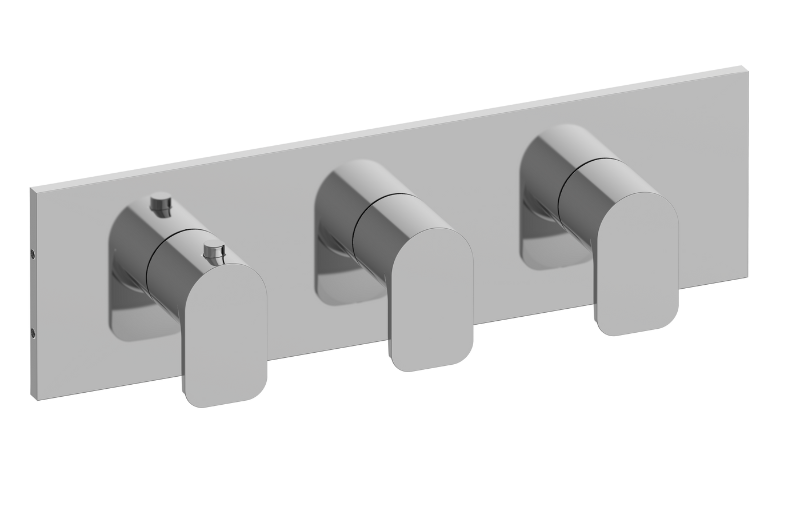 Graff G-8057H-LM42E0-T Sento Square M-Series Valve Trim With Three Handles Horizontal Orientation - Parent