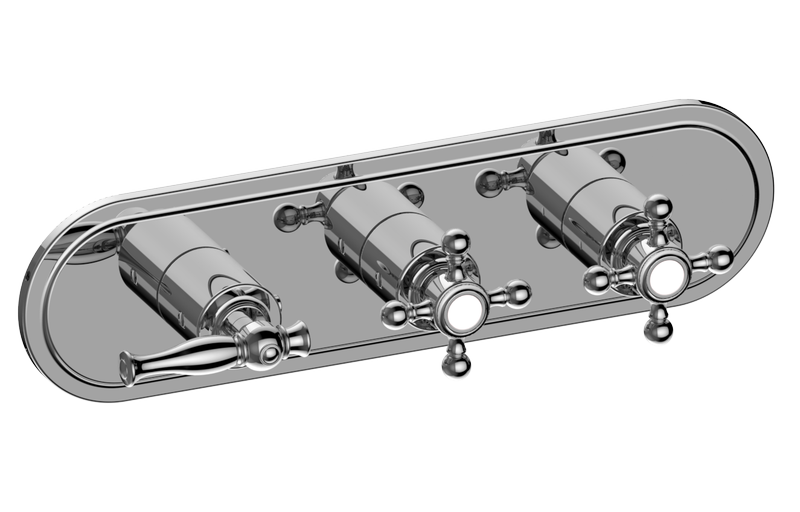 Graff G-8087H-LM22C2-T Lauren Traditional M-Series Valve Trim With Three Handles Horizontal Orientation - Parent