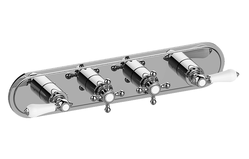 Graff G-8088H-ALC1C2-T Adley Traditional M-Series Valve Trim With Four Handles Horizontal Orientation - Parent