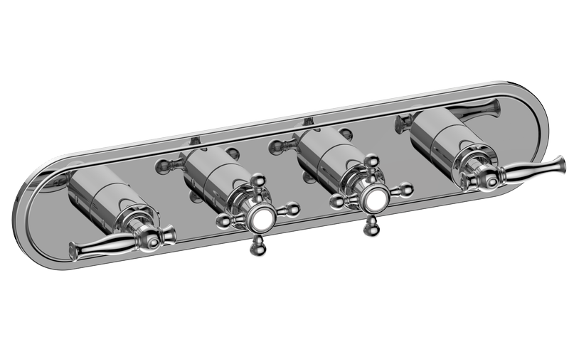 Graff G-8088H-ALM22C2-T Lauren Traditional M-Series Valve Trim With Four Handles Horizontal Orientation - Parent