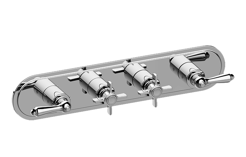 Graff G-8088H-ALM48C16-T Camden Traditional M-Series Valve Trim With Four Handles Horizontal Orientation - Parent