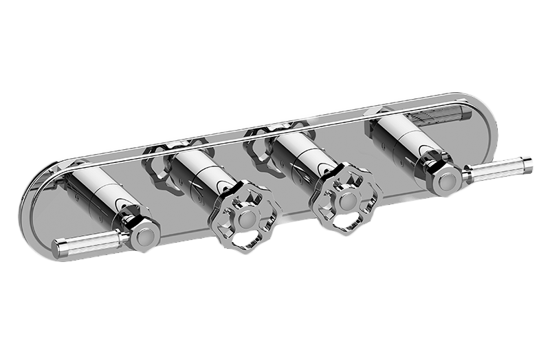 Graff G-8088H-ALM56C18-T Vintage Traditional M-Series Valve Trim With Four Handles Horizontal Orientation - Parent