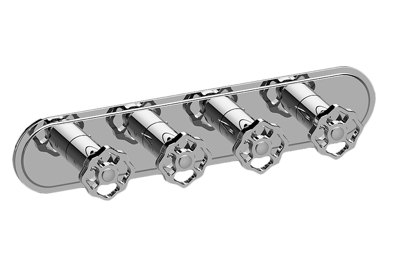 Graff G-8088H-C18E0-T Vintage Traditional M-Series Valve Trim With Four Handles Horizontal Orientation - Parent