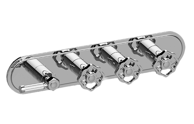 Graff G-8088H-LM56C18-T Vintage Traditional M-Series Valve Trim With Four Handles Horizontal Orientation - Parent
