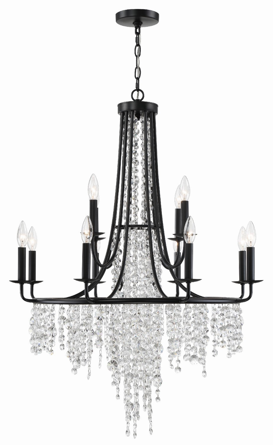 Crystorama GAB-B7312-MK Gabrielle 12 Light Chandelier - Matte Black