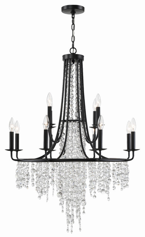 Crystorama GAB-B7312-MK Gabrielle 12 Light Chandelier - Matte Black