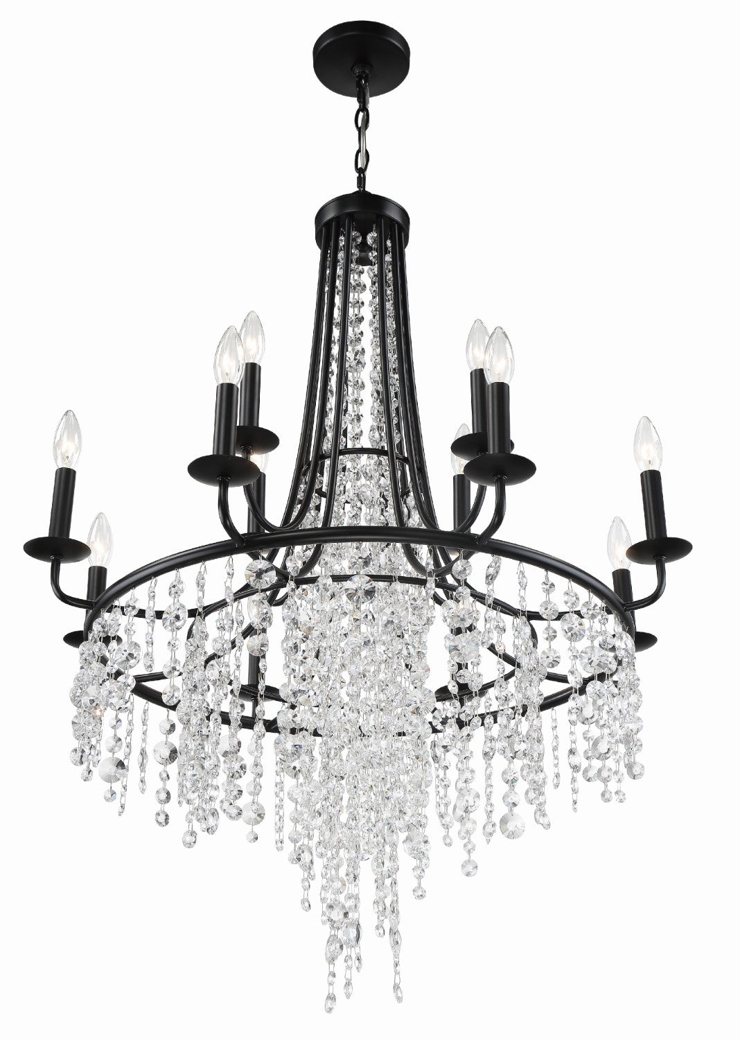 Crystorama GAB-B7312-MK Gabrielle 12 Light Chandelier - Matte Black