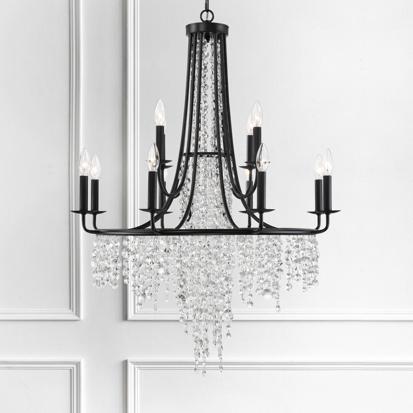 Crystorama GAB-B7312-MK Gabrielle 12 Light Chandelier - Matte Black
