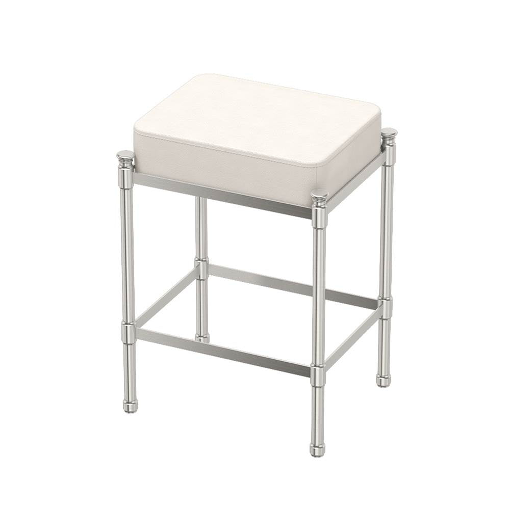 Gatco Rectangle White Leather Vanity Stool
