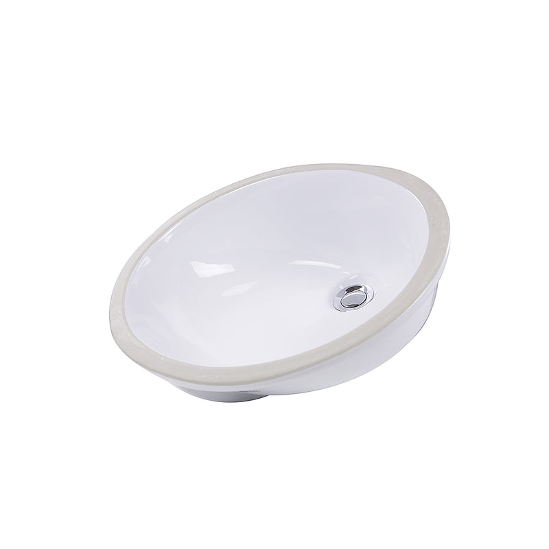 Nantucket Sinks 15 x 12" Glazed Bottom Undermount Oval Ceramic Sink In White