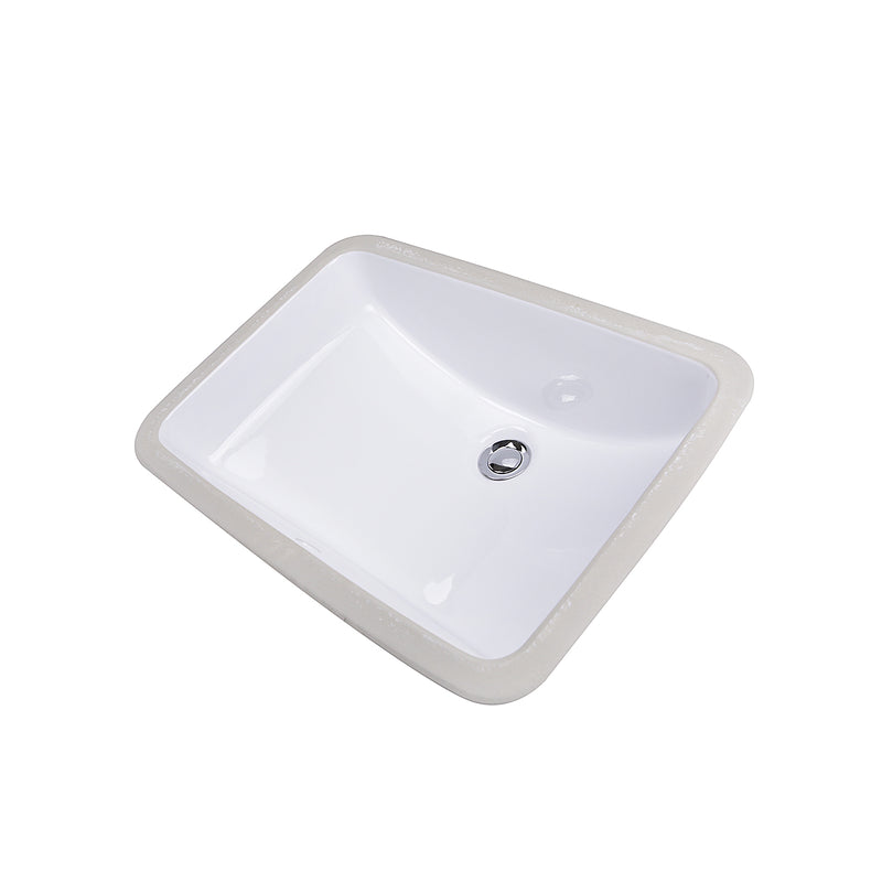 Nantucket Sinks 18" Glazed Bottom Undermount Rectangle Ceramic Sink In White