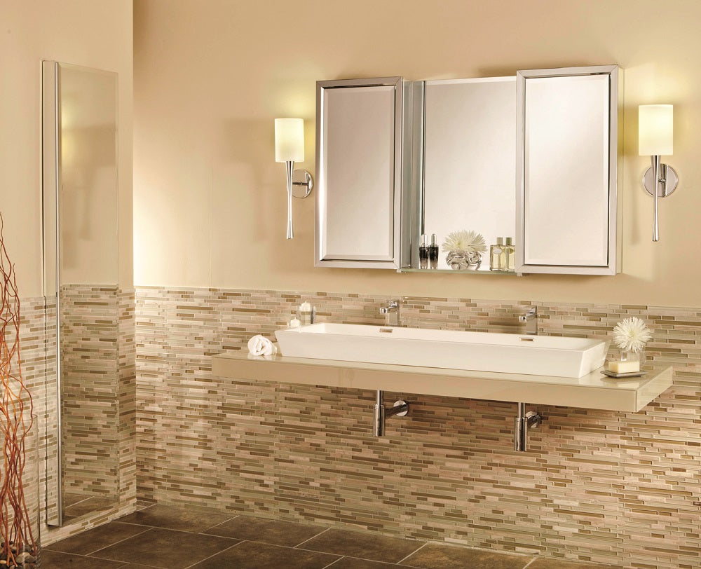 GlassCrafters 20W x 72H x 6D Full Length Frameless Mirrored Cabinet, Left Hand, Satin Gray Glass