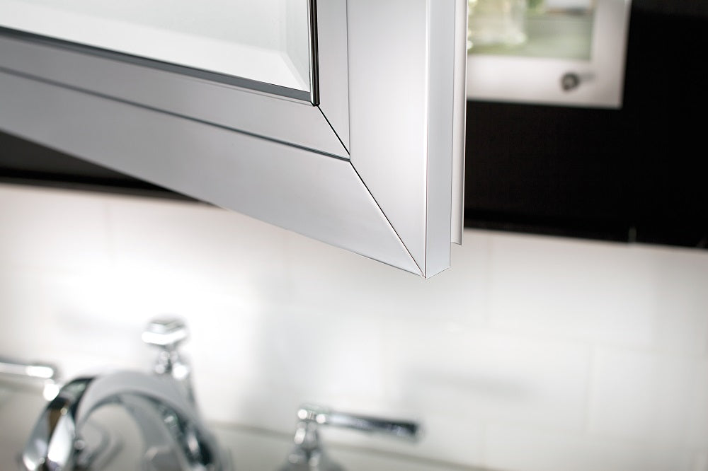 GlassCrafters 20W x 30H x 6D Deco Framed Mirrored Medicine Cabinet, Beveled, Polished Chrome