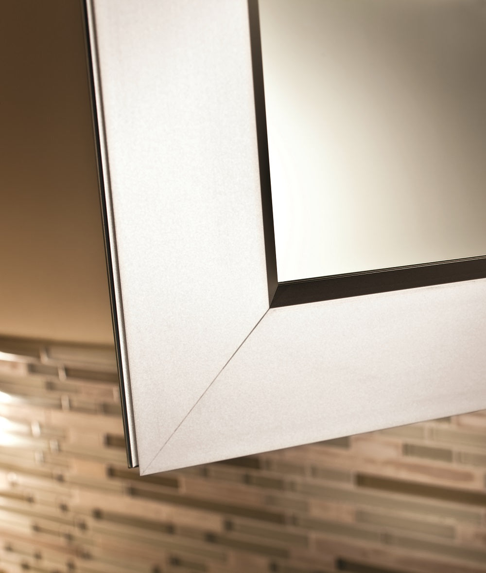 GlassCrafters 24W x 30H x 6D Deco Framed Mirrored Medicine Cabinet, Beveled, Brushed Nickel