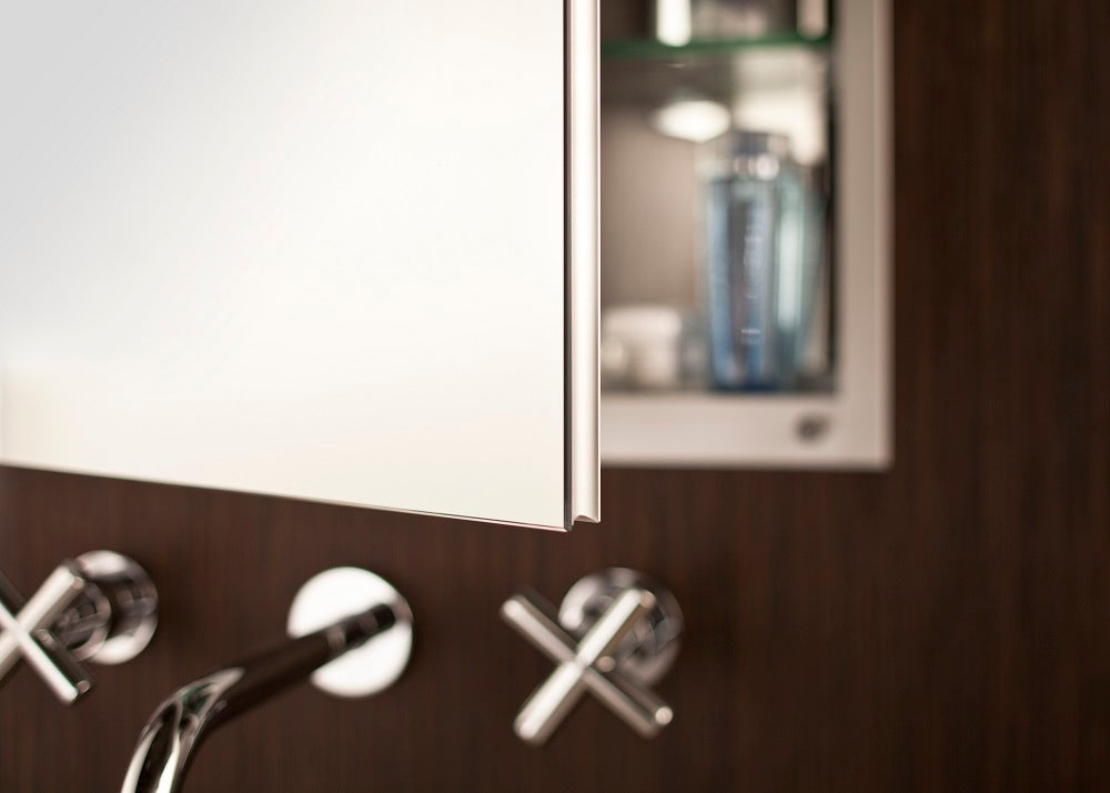 GlassCrafters 24W x 30H x 6D Frameless Mirrored Medicine Cabinet, Flat