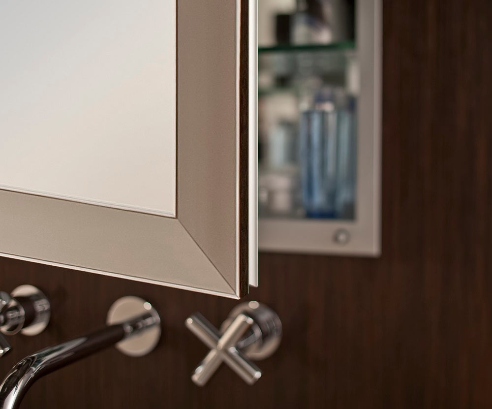 GlassCrafters 24W x 30H x 6D Soho Framed Mirrored Medicine Cabinet, Beveled, Polished Chrome