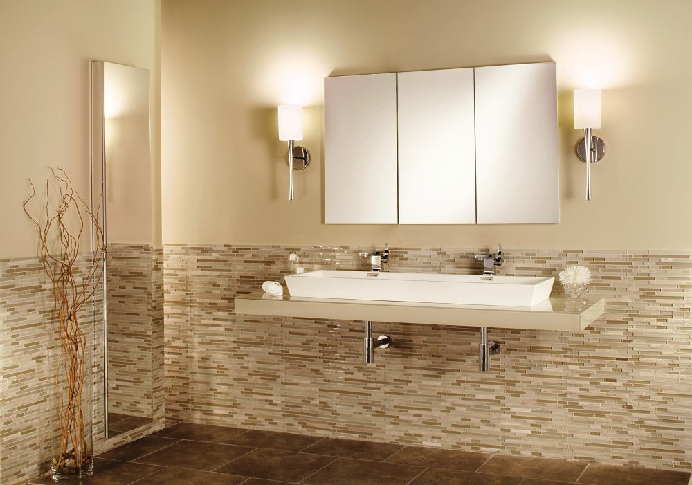 GlassCrafters 36W x 30H x 4D Frameless Tri-View Cabinet, Beveled