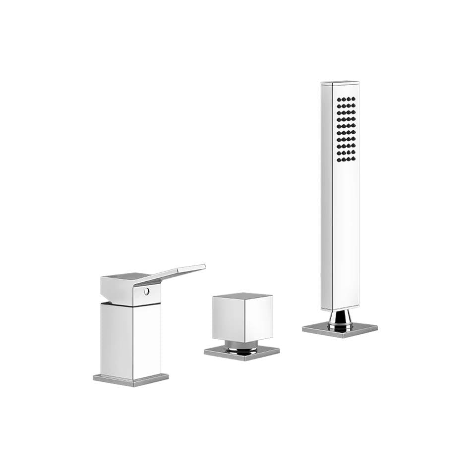 Gessi 53043 Rettangolo Three-Hole Roman Tub Set to Be Used With Overflow Filler