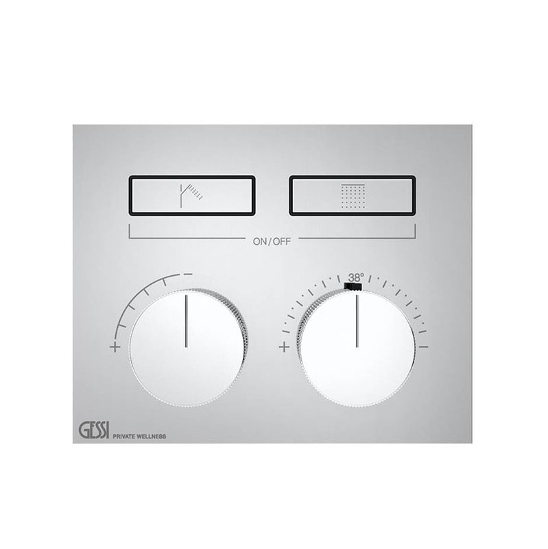 Gessi 63004 Habito Trim Parts Only External Parts For Thermostatic Mixer For Two Functions, With Push-Button On/Off Control