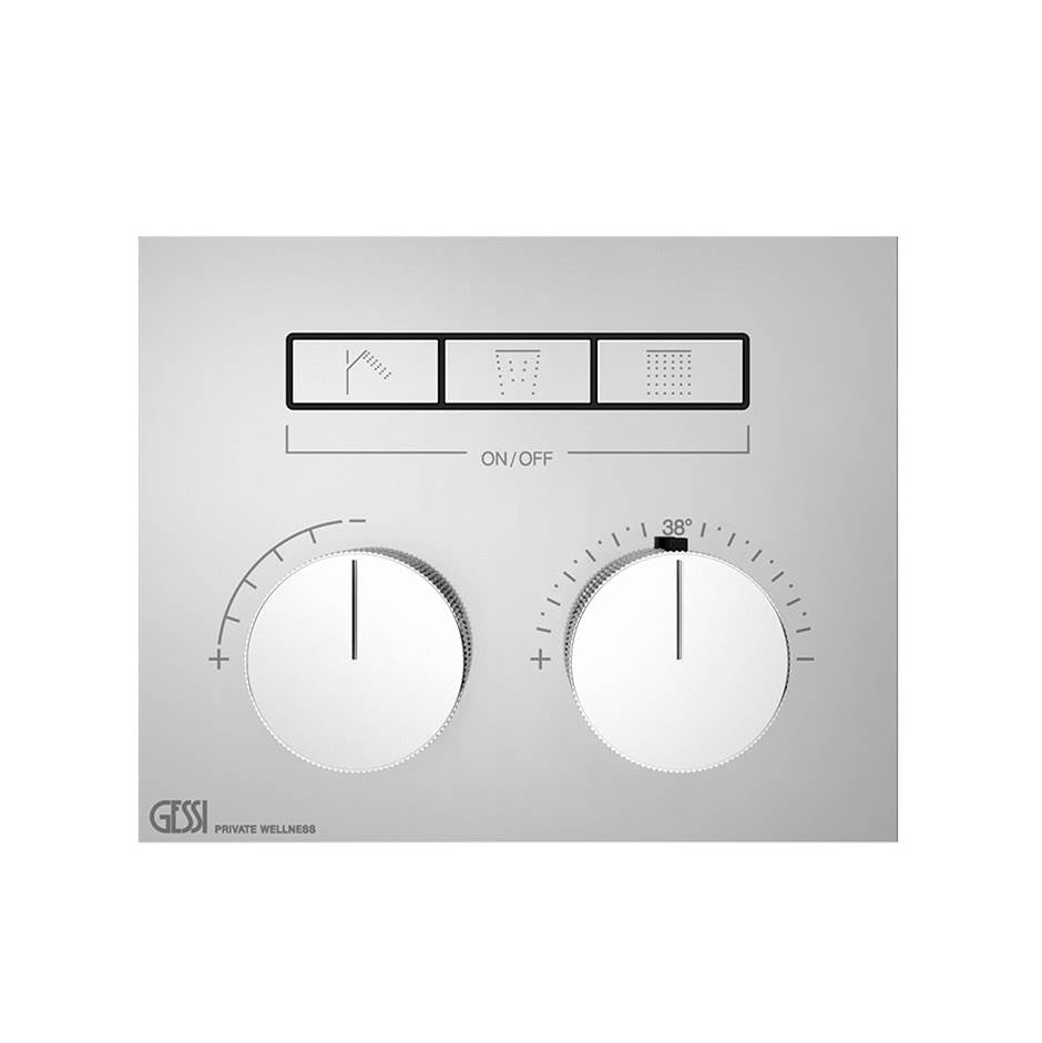 Gessi 63006 Habito Trim Parts Only External Parts For Thermostatic Mixer For Three Functions, With Push-Button On/Off Control
