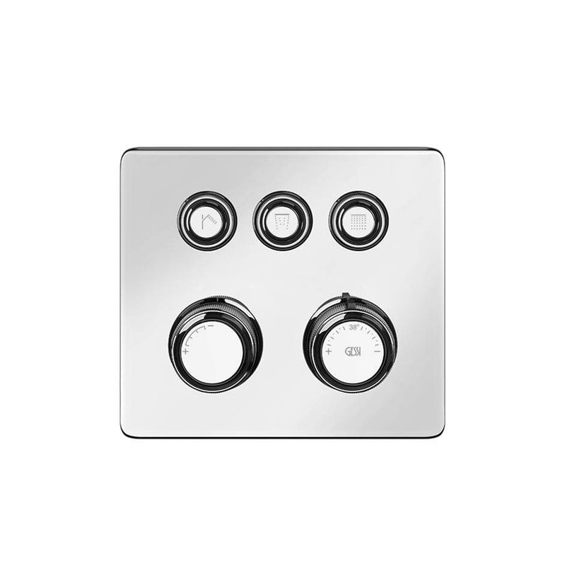 Gessi 65234 Hi Fi Trim Parts Only External Parts For Thermostatic Mixer For Three Functions, With Push-Button On/Off Control