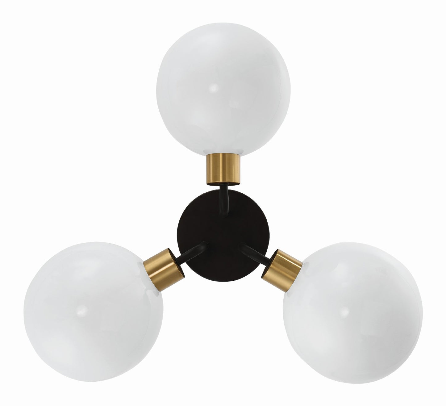 Crystorama GIG-810-BK-AG Gigi 3 Light Ceiling Mount - Black and Aged Brass