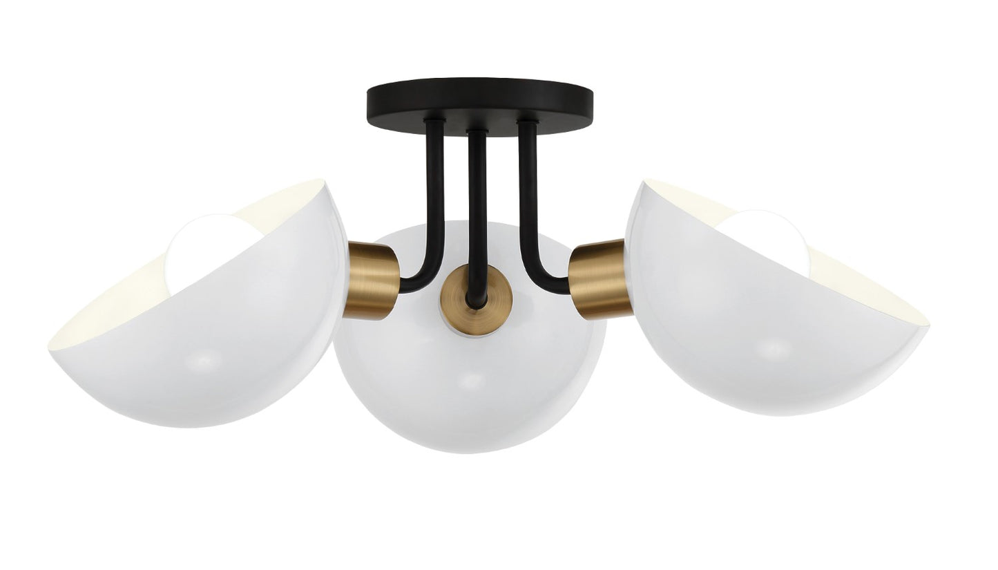 Crystorama GIG-810-BK-AG Gigi 3 Light Ceiling Mount - Black and Aged Brass